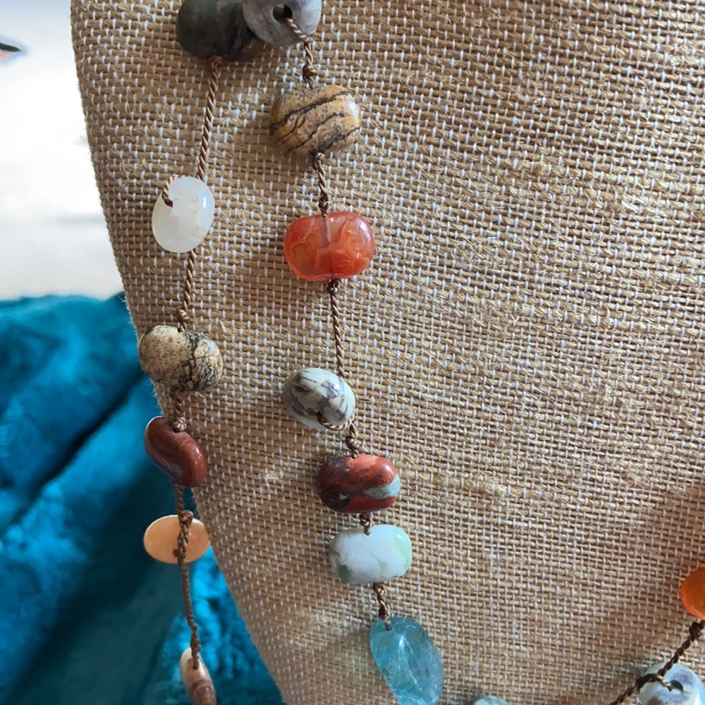 Earthy Gemstone Necklace | 44” Handmade & Versatile rope - Picture 4 of 5